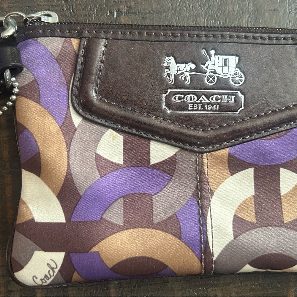 Coach Brown and Purple Wristlet
